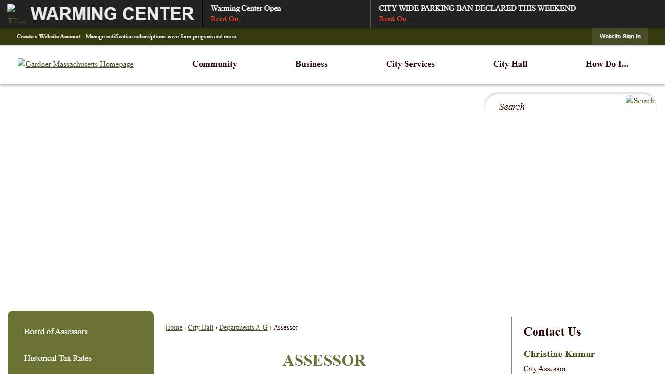ASSESSOR Gardner MA