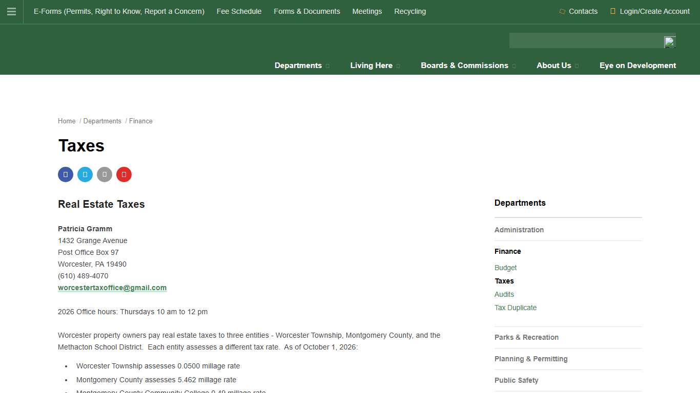 Taxes Worcester Township