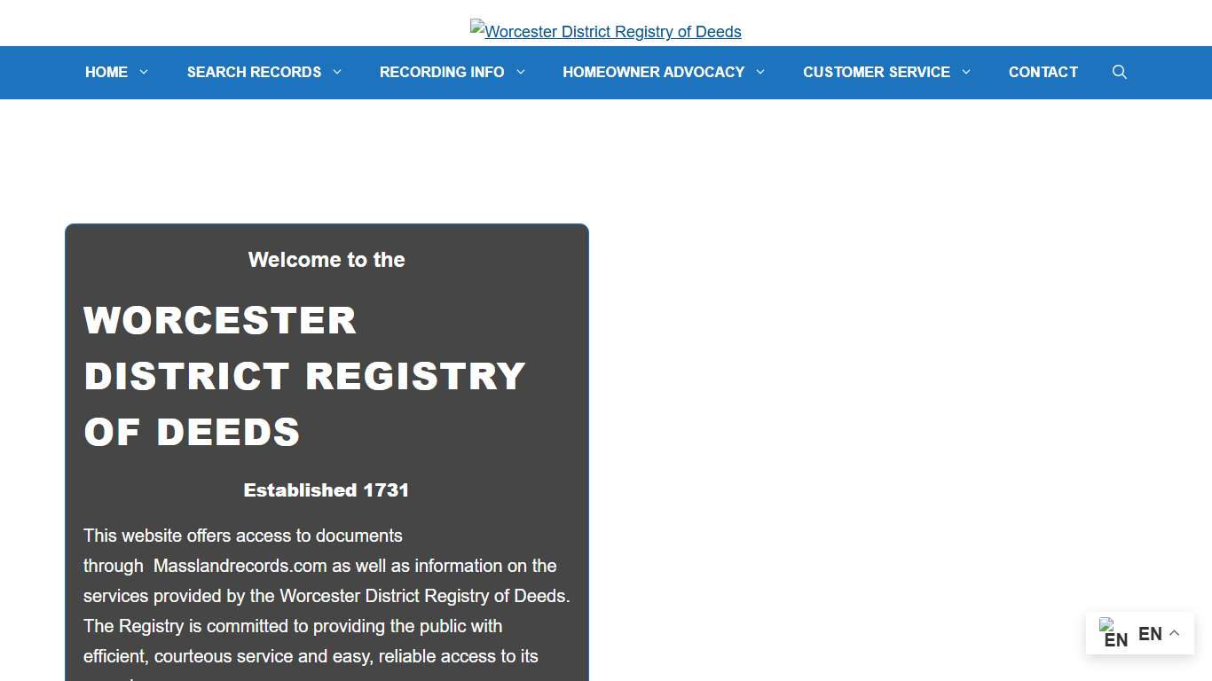 Worcester District Registry of Deeds